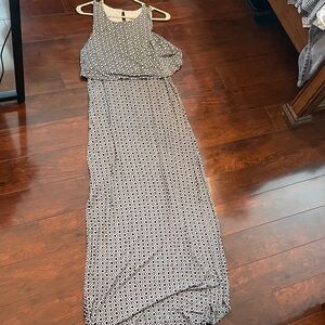 LOFT Black and White Tiered Ruffled Sundress